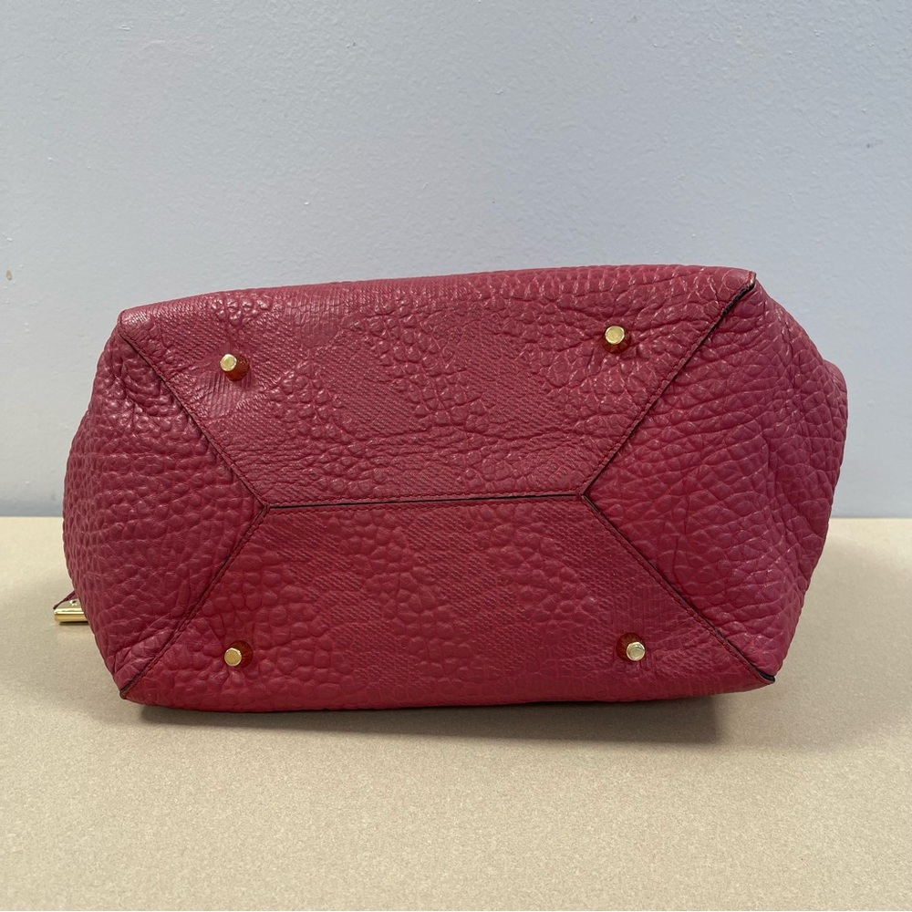 Burberry Red Embossed Check Grain Leather Small Canterbury Tote Bag - Preowned - Picture 5 of 16